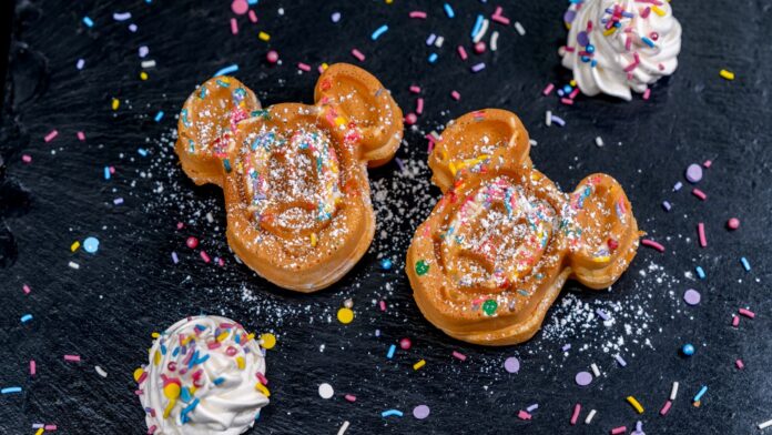Mickey-shaped Celebration Waffles - Disneyland Foodie Guide